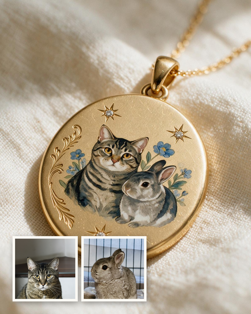 An enamel miniature pendant with a single hand-painted word in script