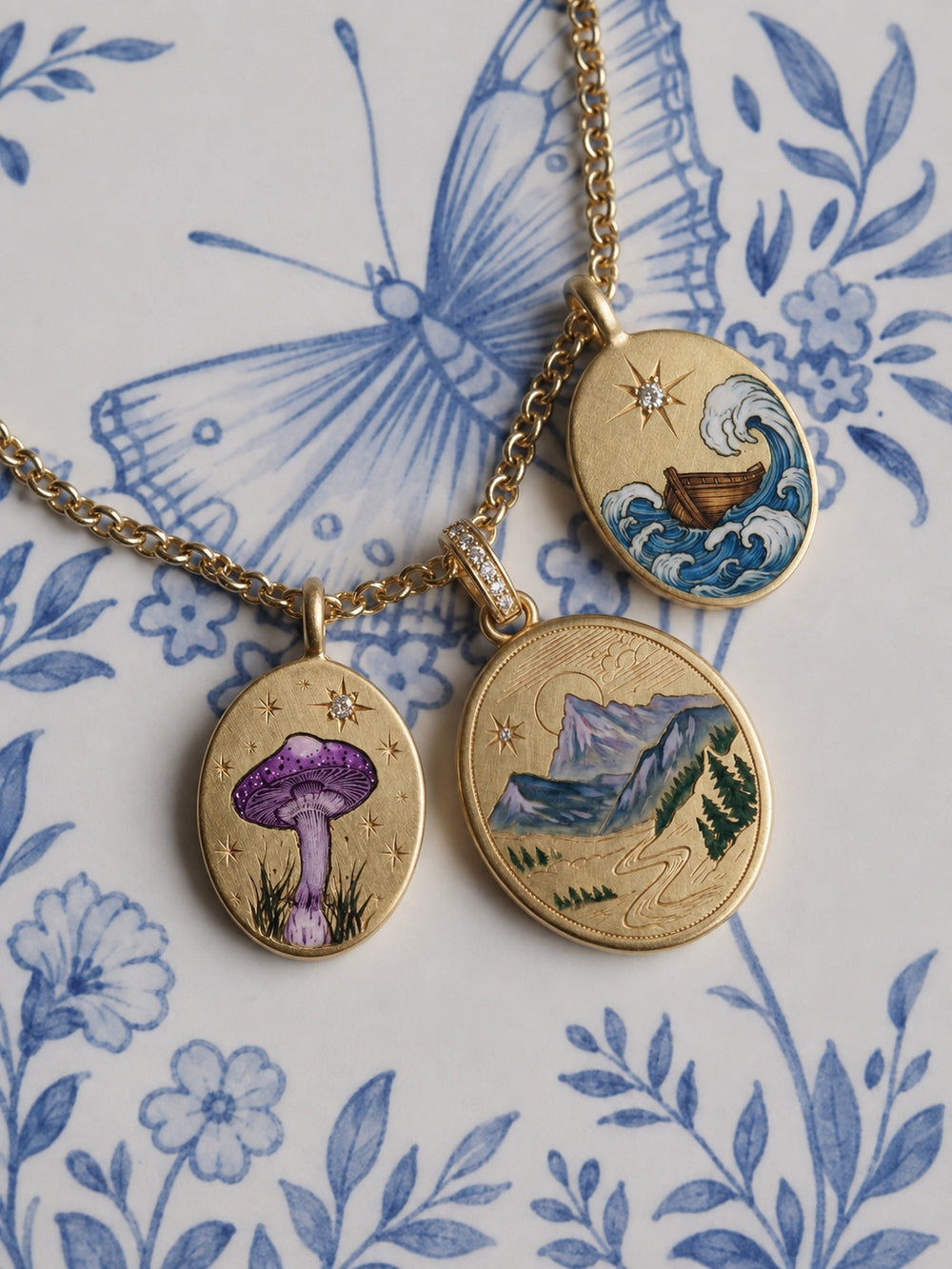 An enamel miniature pendant with a hand-painted date